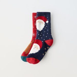 ZARA BABY TWO PACK OF SANTA AND REINDEER SOCKS Size 6-12 months